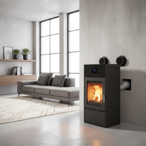 Fogão a pellets de 10 kW com sistema de aquecimento central – 2 quartos