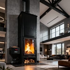 Fogão a pellets de 15 kW com ar – Grande potência