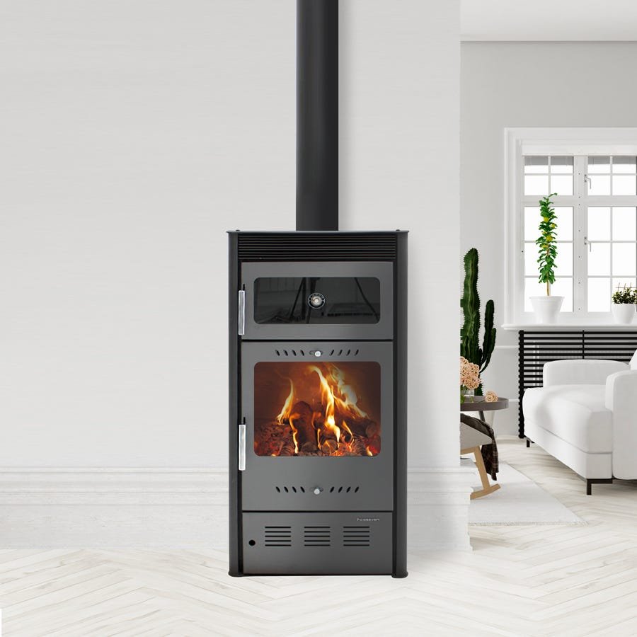 Fogão a lenha com forno MODERNA Oven Luxe 7,78 kW Cinza