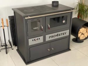 Lareira de encastrar Bronpi Hellas de 11 kW com queimador de lenha
